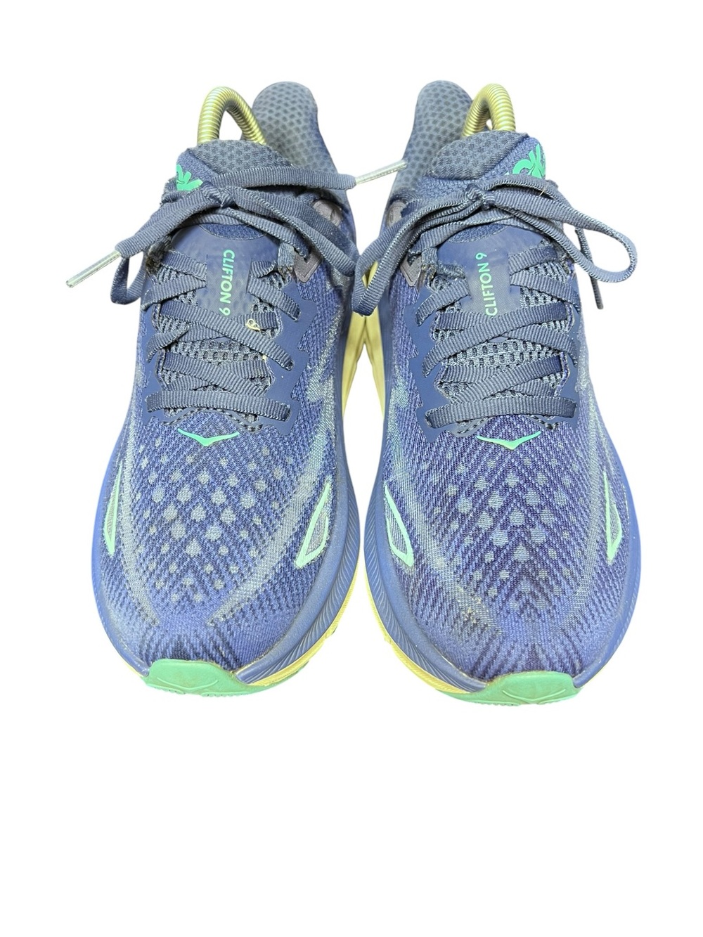 Hoka Clifton 9 Womens Running Shoes 8B teal logo on a bellwether blue - Picture 2 of 8